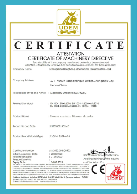 Porcellana Zhengzhou Donghong Mechanical Equipment Co., Ltd. Certificazioni
